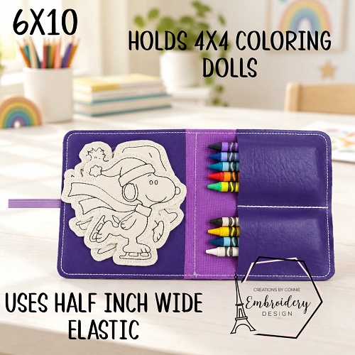 Coloring Doll Keeper Embroidery Design - HALF INCH ELASTIC - 6x10